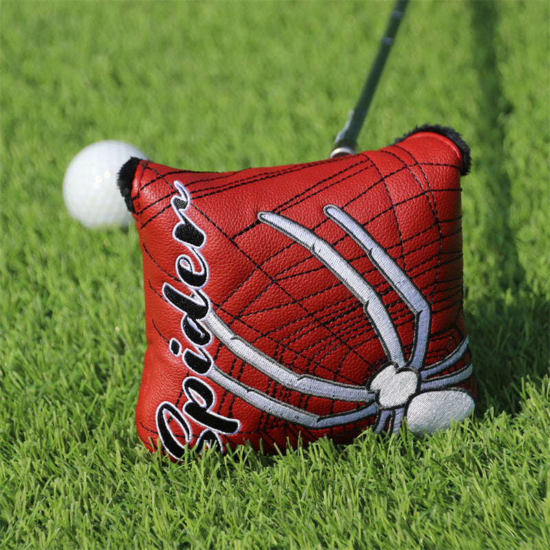 Spider Embroidery Leather Large Mallet Putter Headcover - Craftsman Golf 