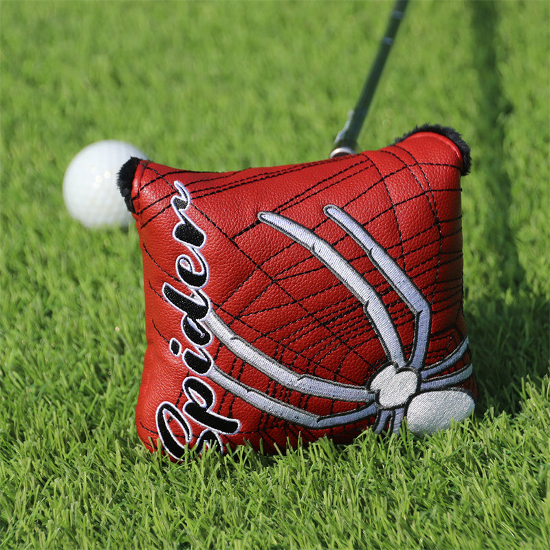Spider Embroidery Leather Large Mallet Putter Headcover Craftsman Golf