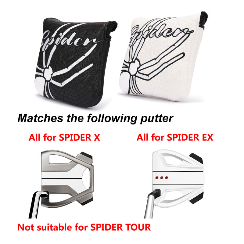 Spider Leather Large Mallet Putter Headcover With Magnet Closure - Craftsman Golf