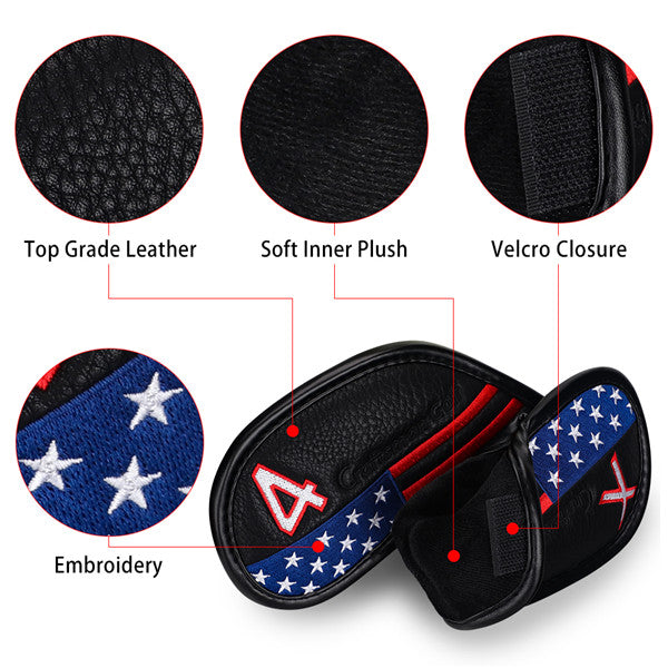 Stars and Stripes Protective Iron Headcovers Set (4-9,P,A,S,X) - CraftsmanGolf