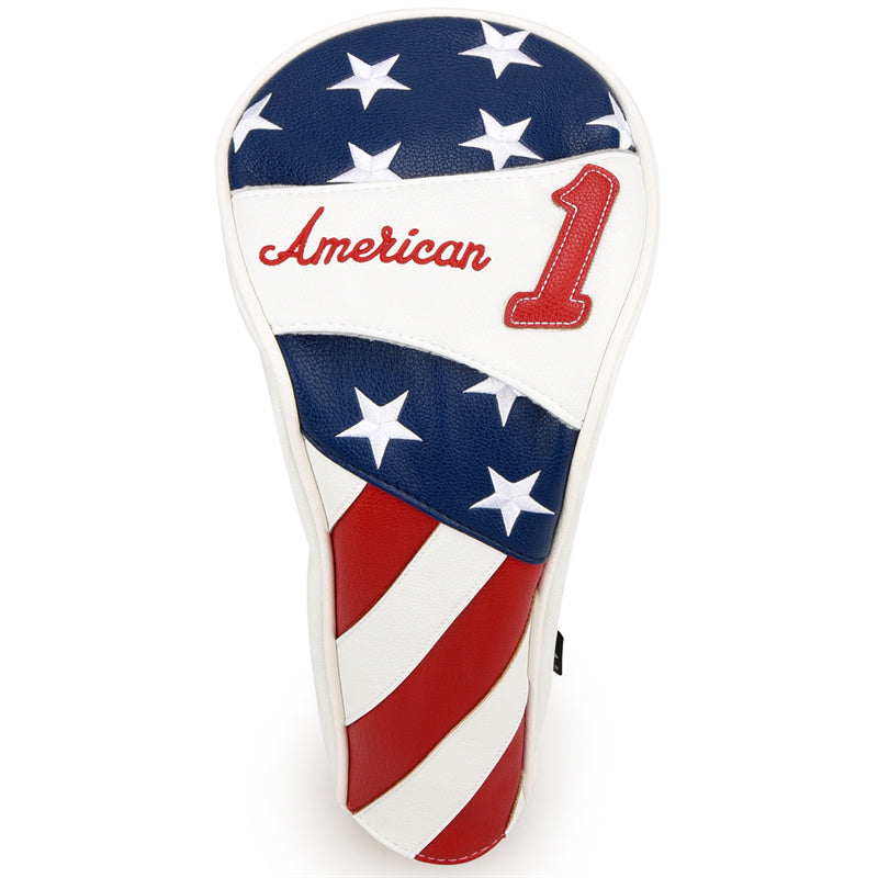 Stars and Stripes White Leather Golf Wood Head Cover-CraftsmanGolf