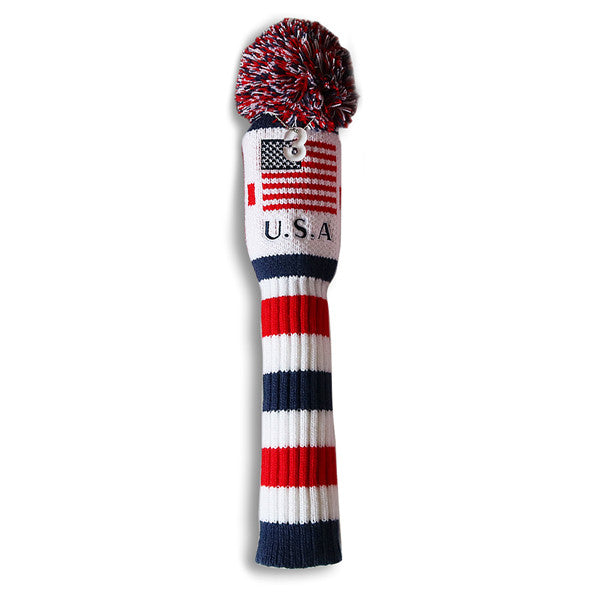 Craftsman Golf USA Flag Knitted Pom Pom Golf Head Cover