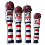 USA Flag Knitted Pom Pom Golf Head Cover