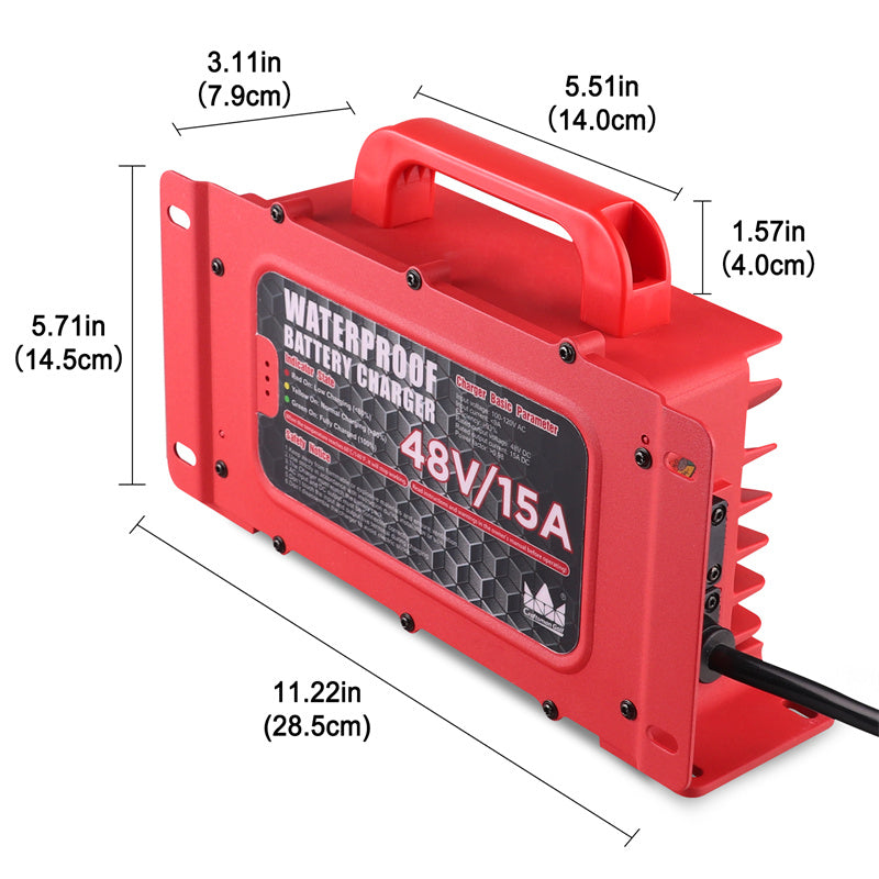 Waterproof Club Car EZGO 15 AMP 48 Volt Golf Cart Battery Charger With
