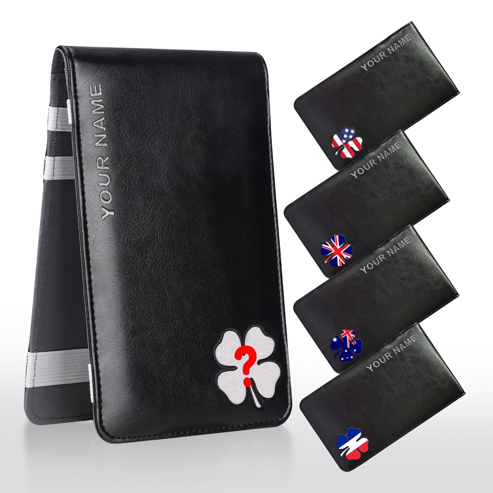 Custom Country Flag Clover Scorecard&Yardage Book Cover With Your Name-CraftsmanGolf