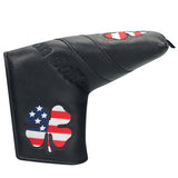 Black Leather Lucky Clover Blade Putter Cover - CraftsmanGolf