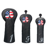 Black Leather Lucky Clover Golf Headcovers