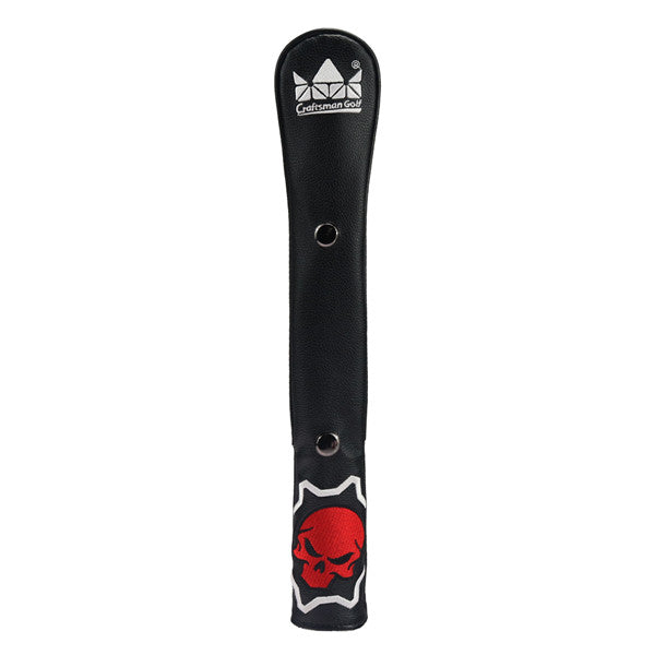 Black leather Skull Alignment Stick Covers with Snap Button - CraftsmanGolf