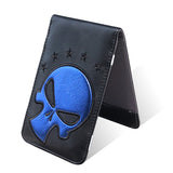 Blue Skull Black Leather Scorecard and Yardage Book Holder - CraftsmanGolf