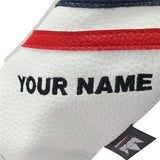 Custom White Blue Red Wood headcovers With Your Name - CraftsmanGolf